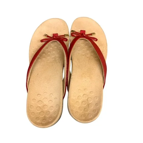 Women's VIONIC BELLA II Lizard RED Thong Flip Flop Sandals Flats Size 10 - Picture 4 of 12